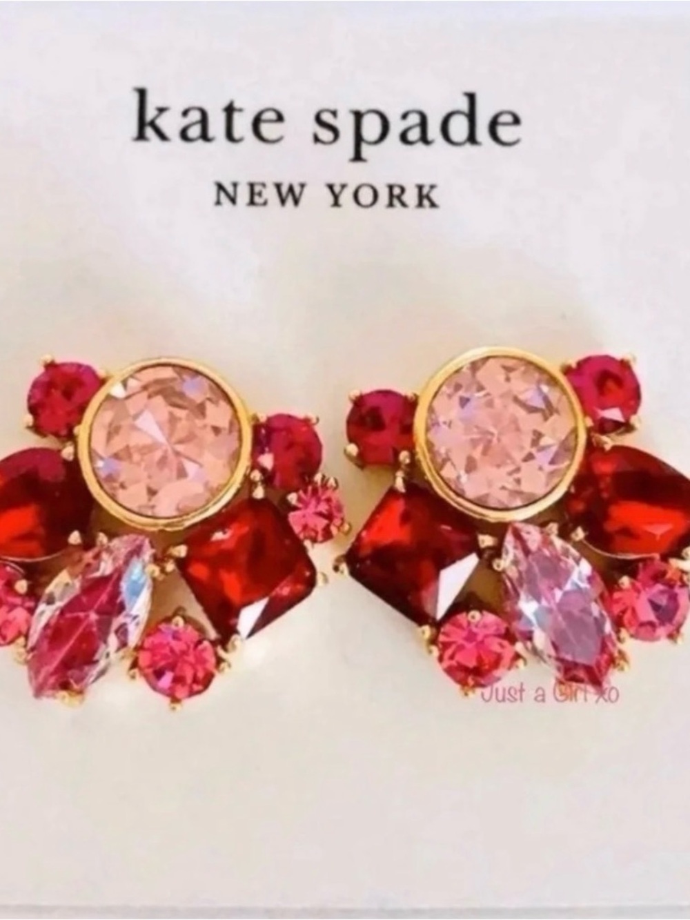 Kate Spade reflecting pool cluster studs red pink